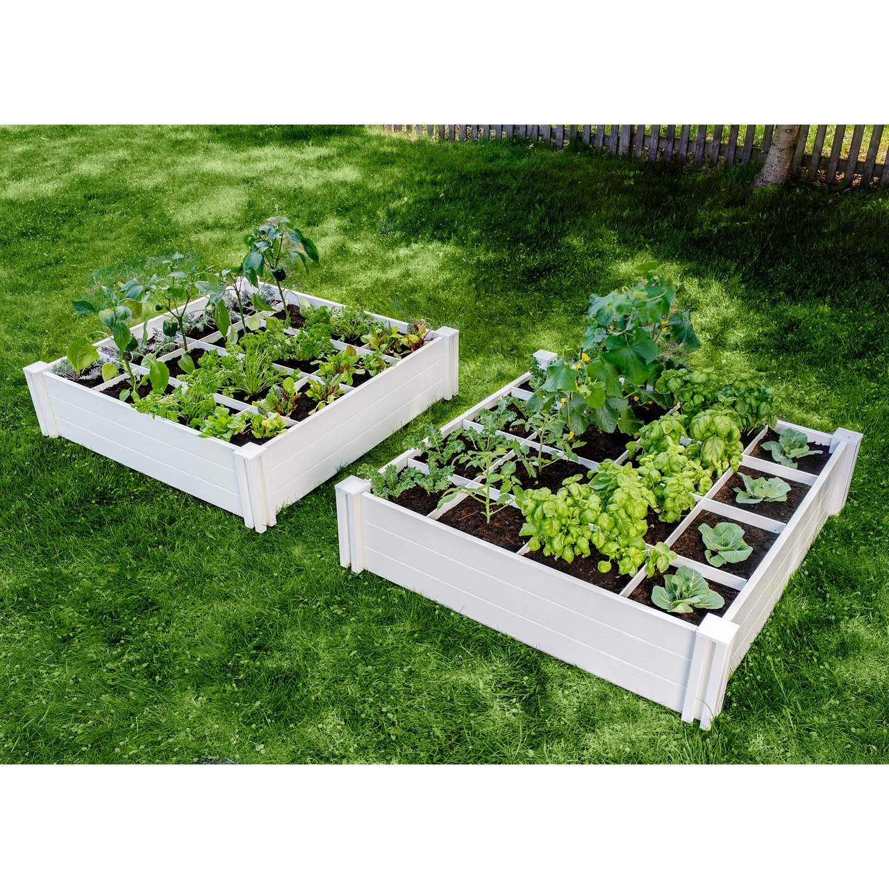 Vita Classic White Vinyl Raised Garden Bed with GroGrid, 2-Pack - Image 1