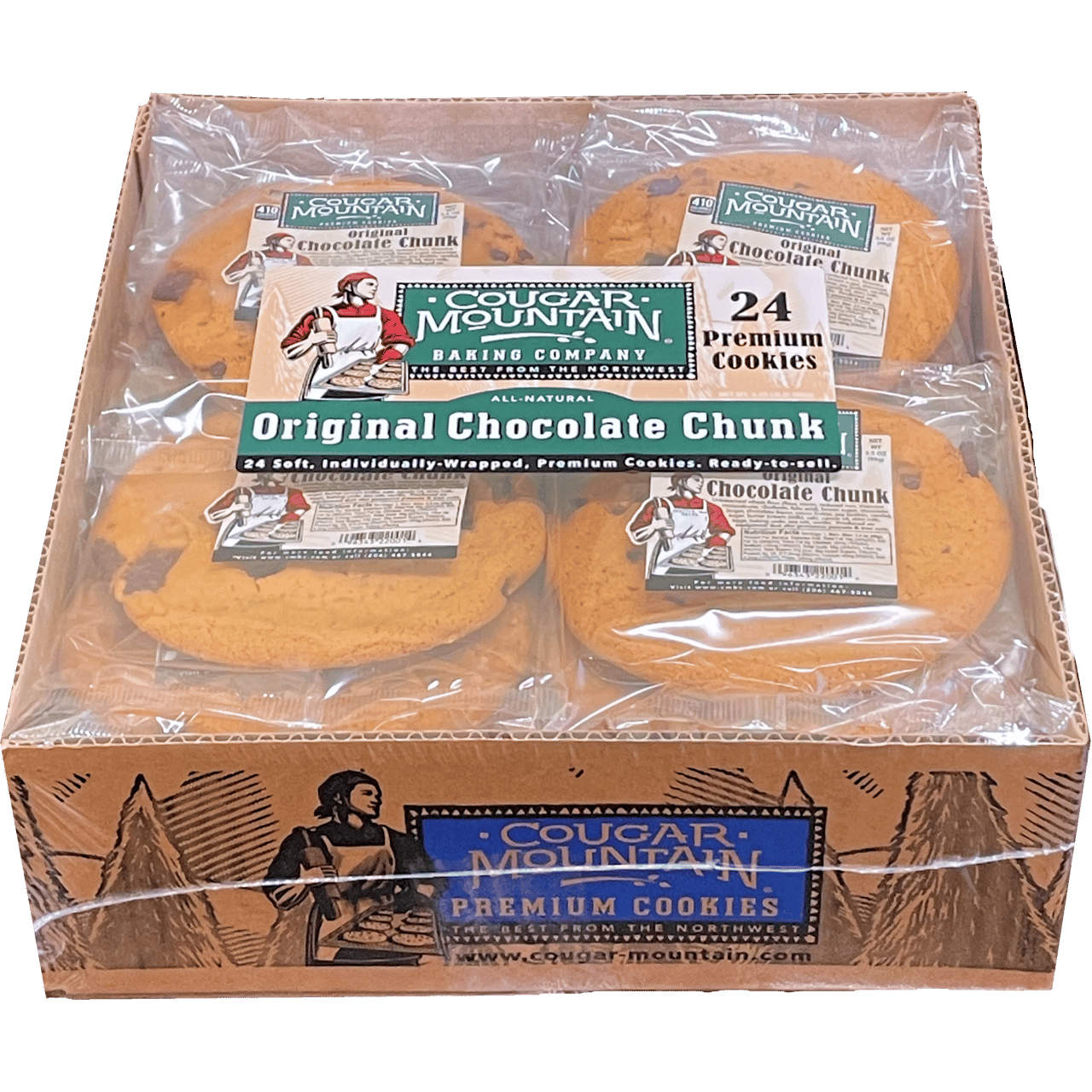 Cougar Mountain Gourmet Cookies, Original Chocolate Chunk, 3.5 oz, 24 ct - Image 1