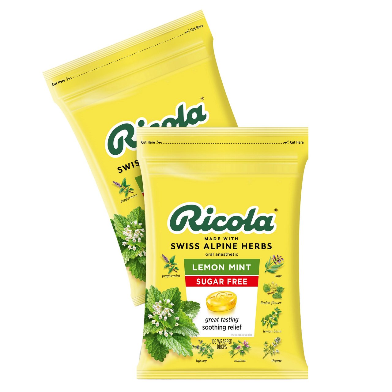 Ricola Sugar Free Lemon Mint Drops, 2 x 105 Count - Image 1