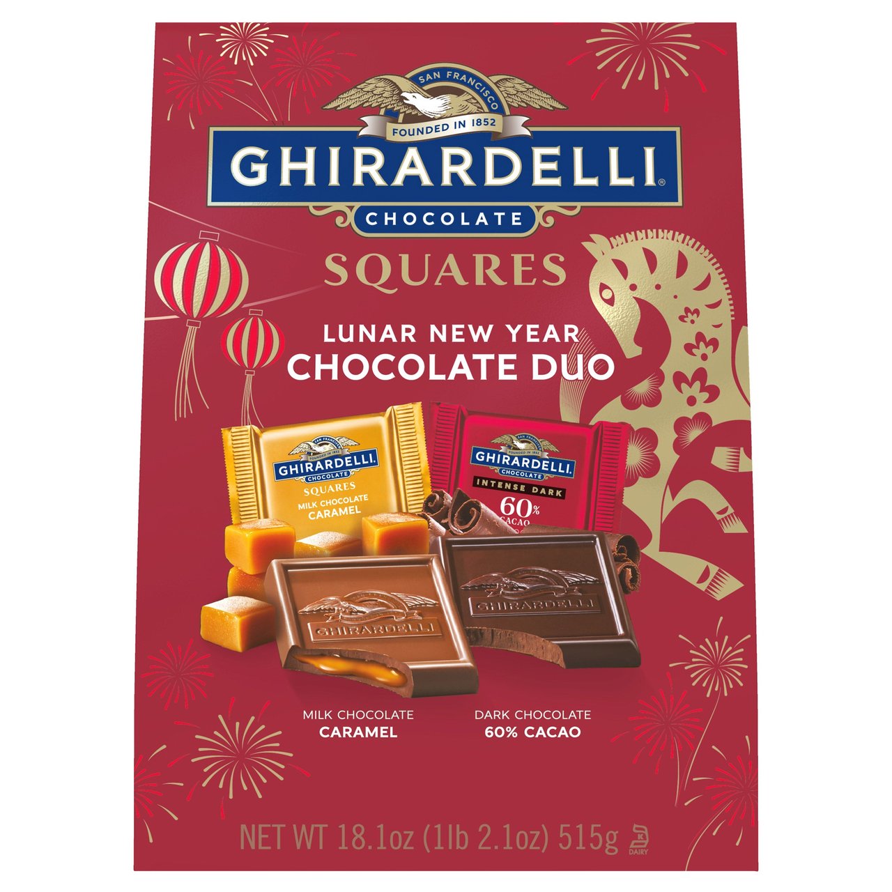 Ghirardelli Lunar New Year Chocolate Duo Squares 18.1 Ounces - Image 1