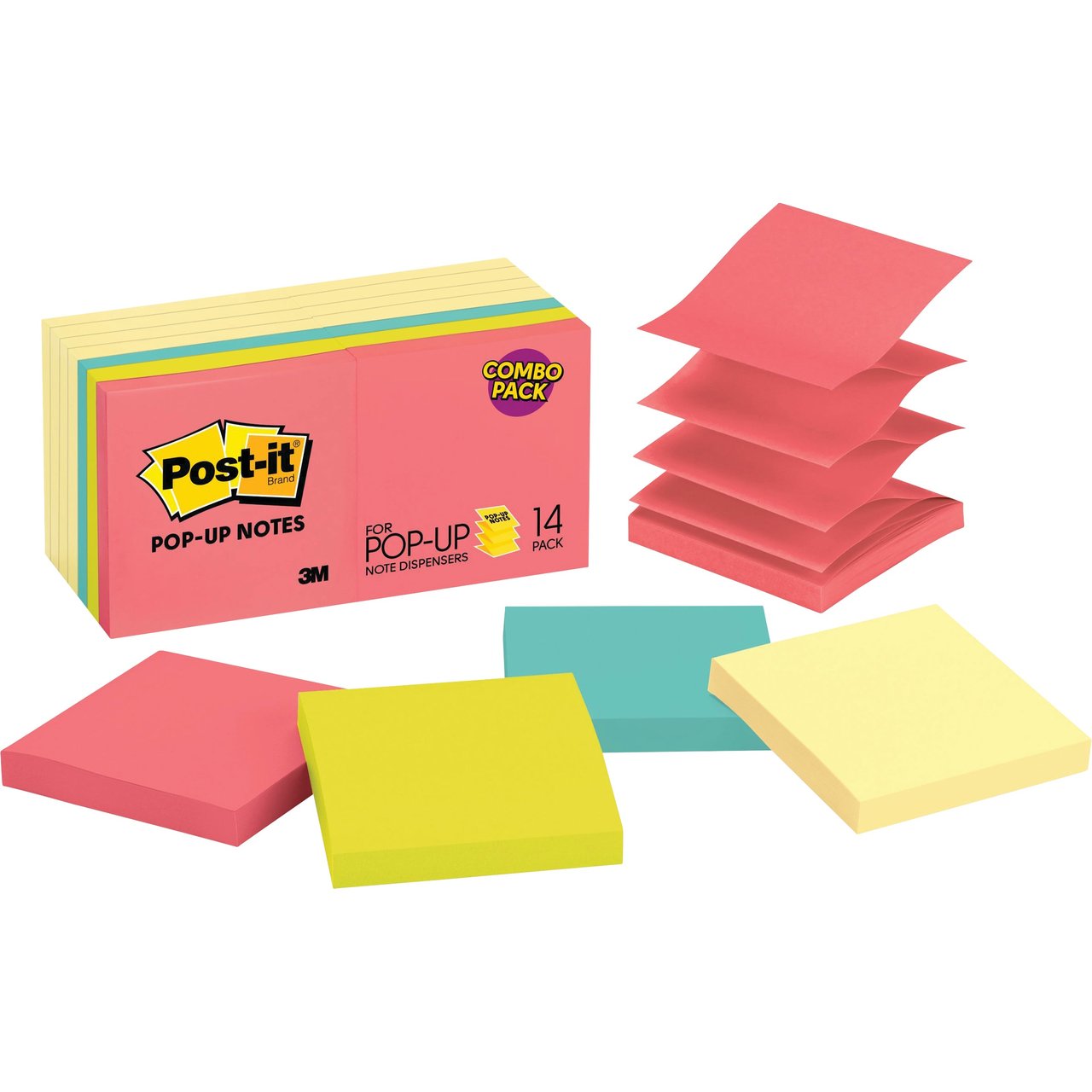Post-it Pop-Up Notes, Bright Colors & Canary Yellow, 14 Count - Image 1
