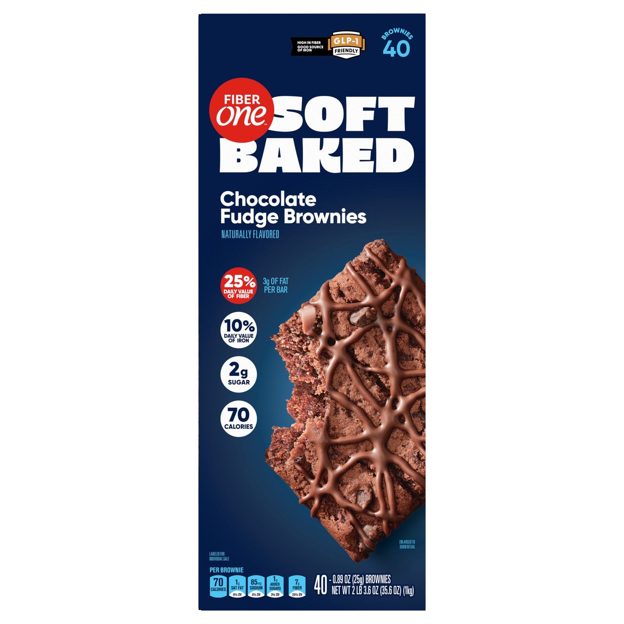 Fiber One Chocolate Fudge Brownie, 40 Count Box - Image 1