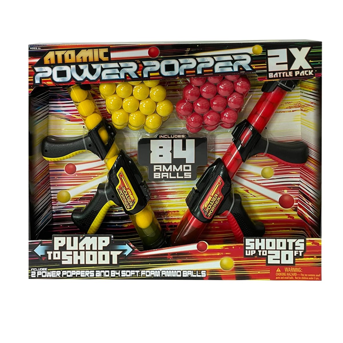 Atomic Power Popper 2 Blaster Battle Pack with 84 Foam Balls - Image 1