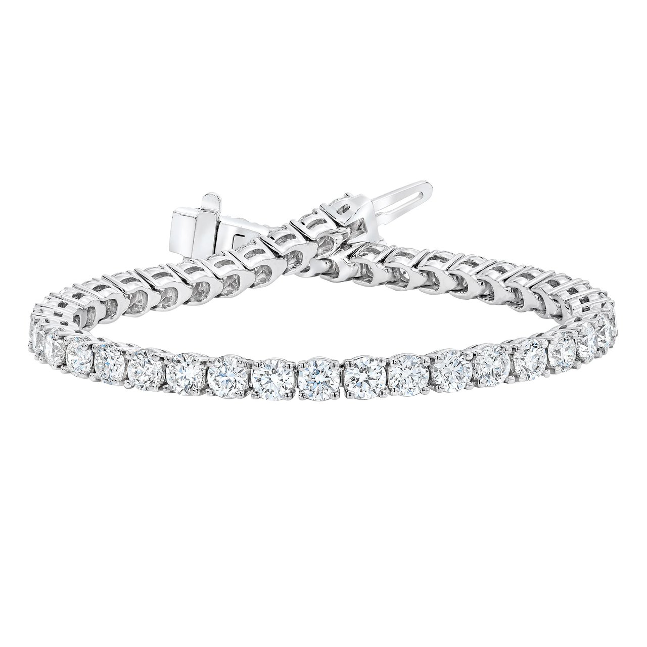 10.00 CTW Round Diamond 14K White Gold VS2, I 7" Tennis Bracelet - Image 1