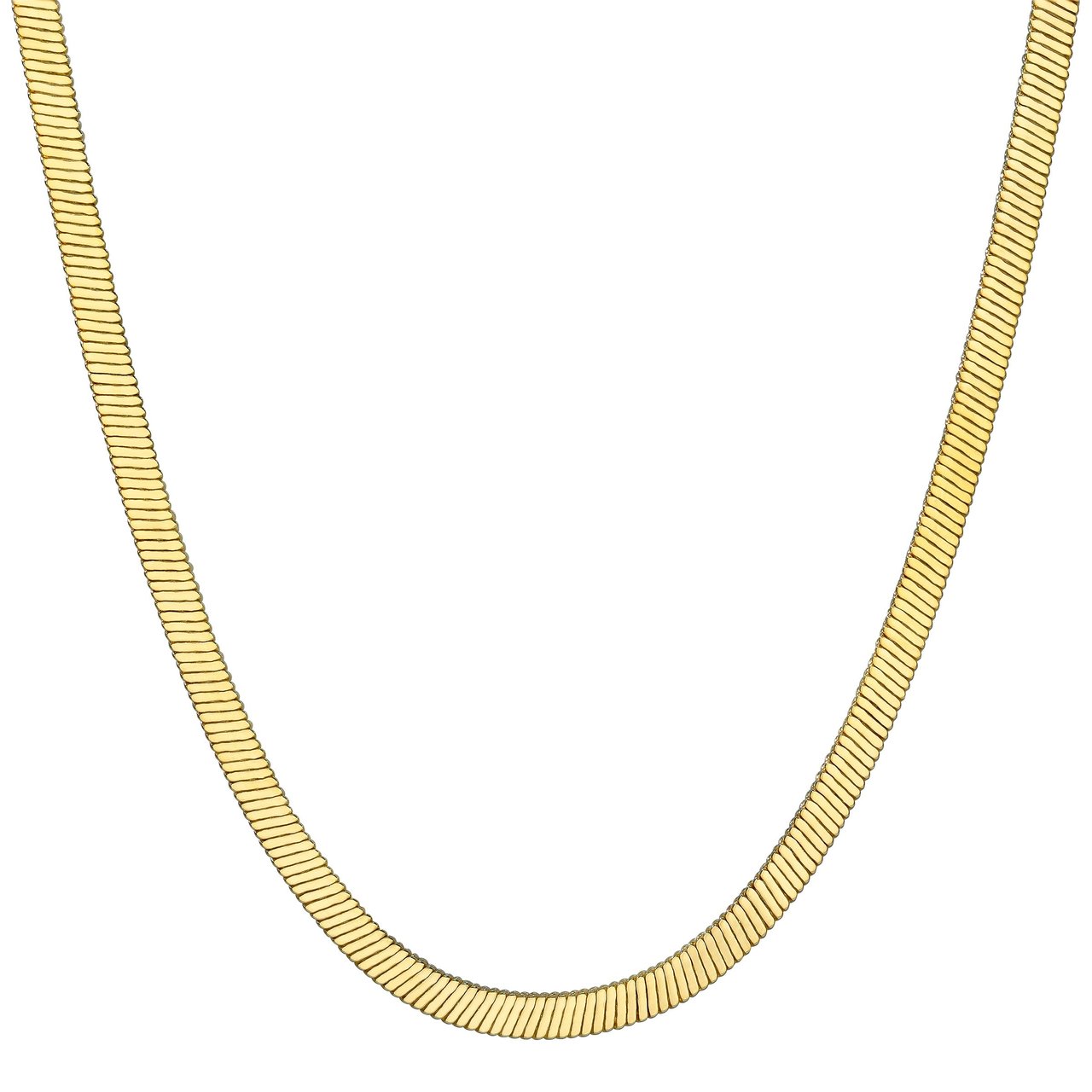 18KT Yellow Gold 18" Flat Snake Necklace Made in Italy - Image 1