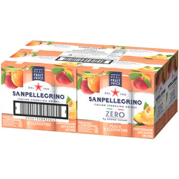 Sanpellegrino Zero Grams Added Sugar Sparkling Peach & Clementine, 24-Count, 11.15 oz Cans
