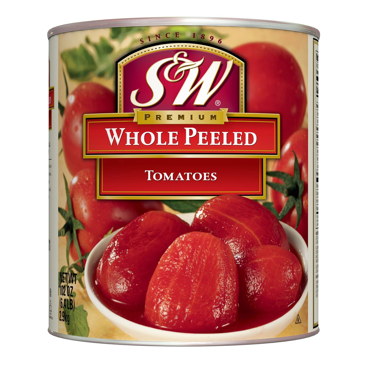 S&W Whole Peeled Premium Tomatoes #10 Can 102 Ounces - Image 1