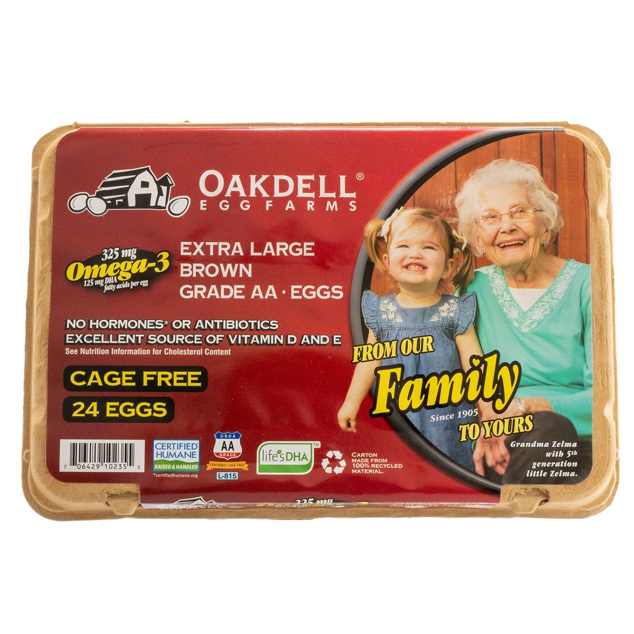 Oakdell Cage Free XL Brown Eggs Omega-3 USDA Grade AA 2 Dozen - Image 1
