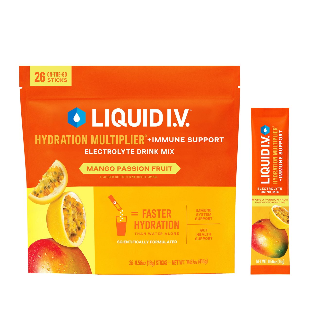 Liquid I.V. Hydration Multiplier Plus Immune Support, Mango Passionfruit, 26 CT - Image 1