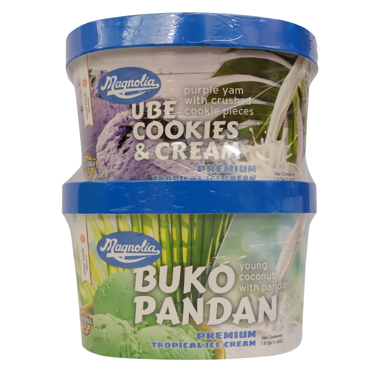 Magnolia Variety Pack Ube Cookies & Cream & Buko Pandan Ice Cream, 48 oz - Image 1