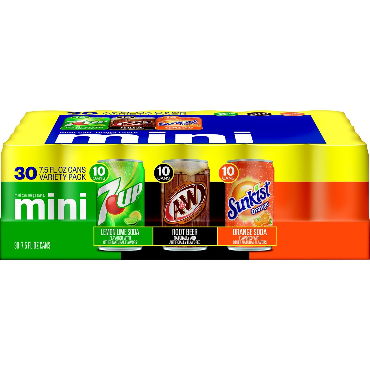 7UP, A&W, Sunkist Mini Can Variety Pack, 30 ct./7.5 fl oz - Image 1