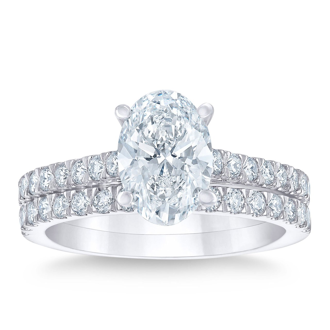 2.14 CTW Oval Cut Platinum Wedding Set, 1.50 CT Center Diamond, VS1 Clarity, G Color - Image 1
