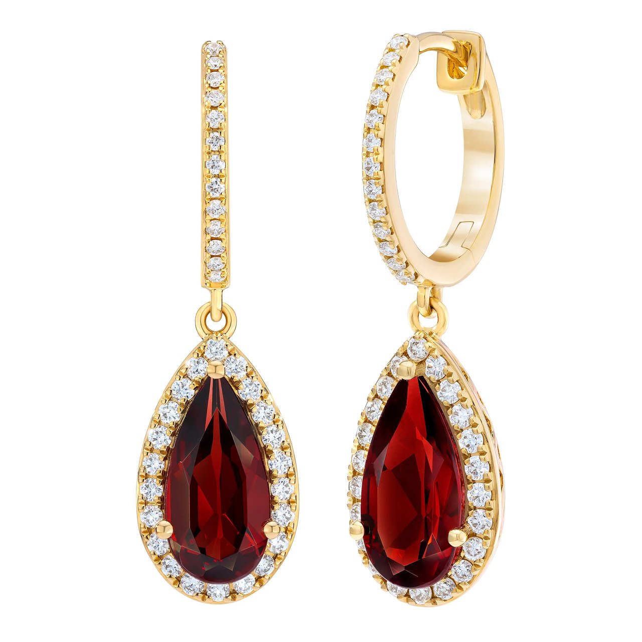 14kt Yellow Gold VS2 I 0.57ctw Diamond and Garnet Earrings - Image 1