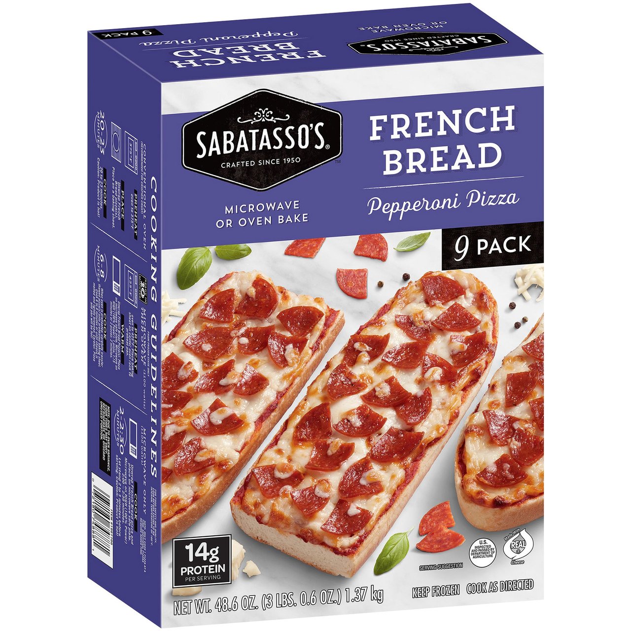 Sabatasso's French Bread Pepperoni Pizza, 9 Count (3.03 lbs) - Image 1