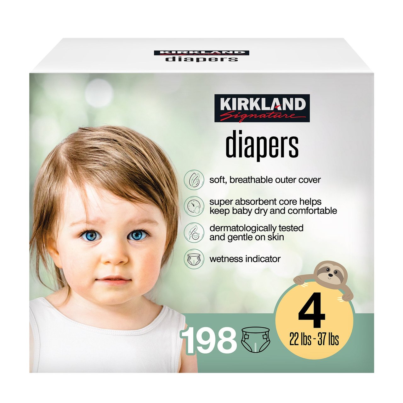 Kirkland Signature Diapers Size 4, 198 Count - Image 1