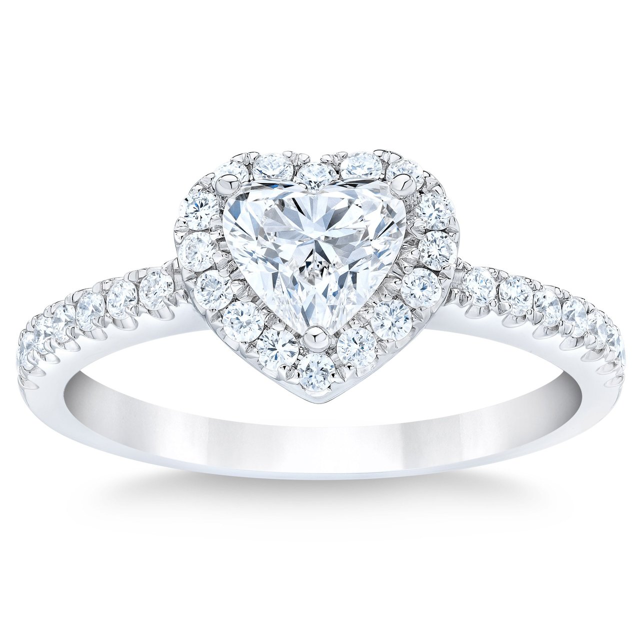 14kt White Gold VS2 I 1.00 ctw Heart & Round Diamond Ring (0.70 ct Center) - Image 1