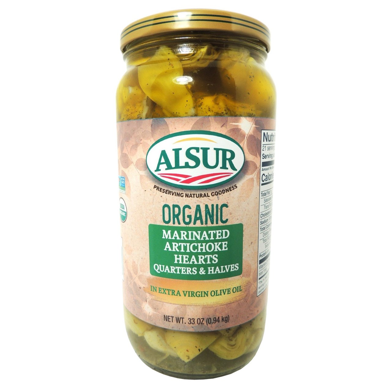 ORGANIC ALSUR ARTICHOKE HEARTS IN EVOO 2 PACK 33 OZ EACH - Image 1