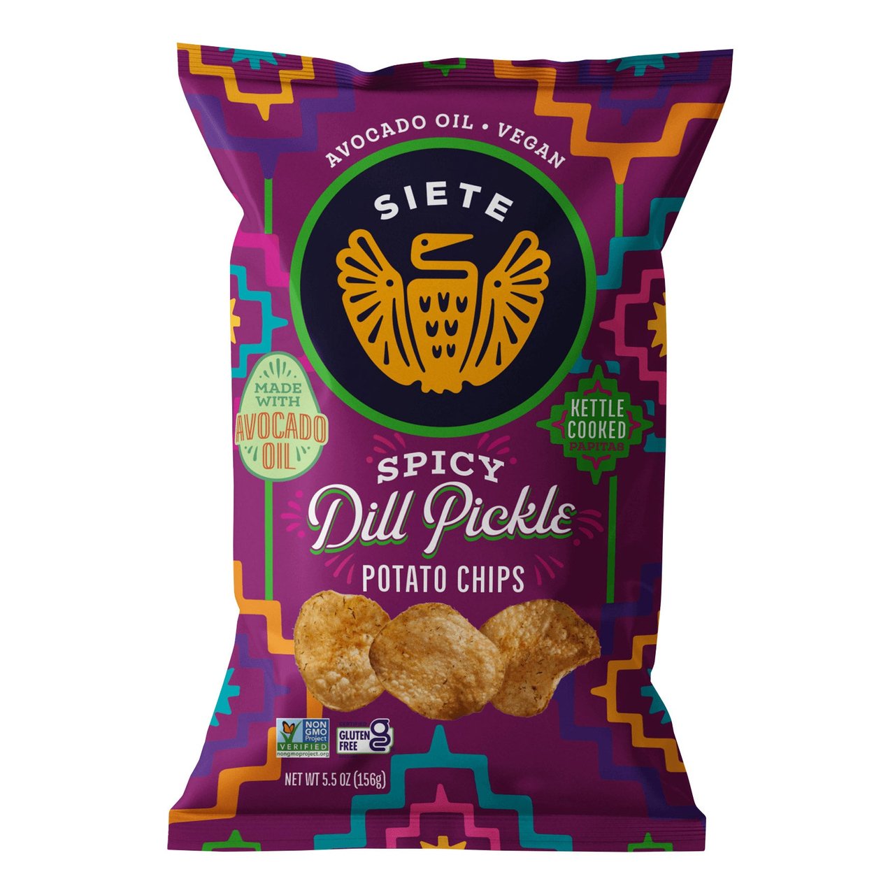 Siete Spicy Dill Pickle Kettle Cooked Potato Chips, 18 oz - Image 1