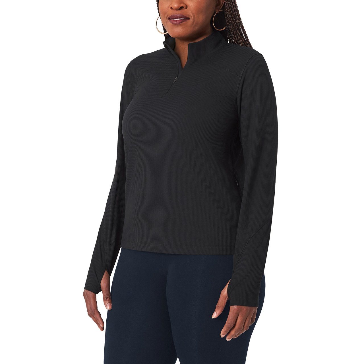 Mondetta Women's Ribbed Quarter-Zip Pullover - Image 1