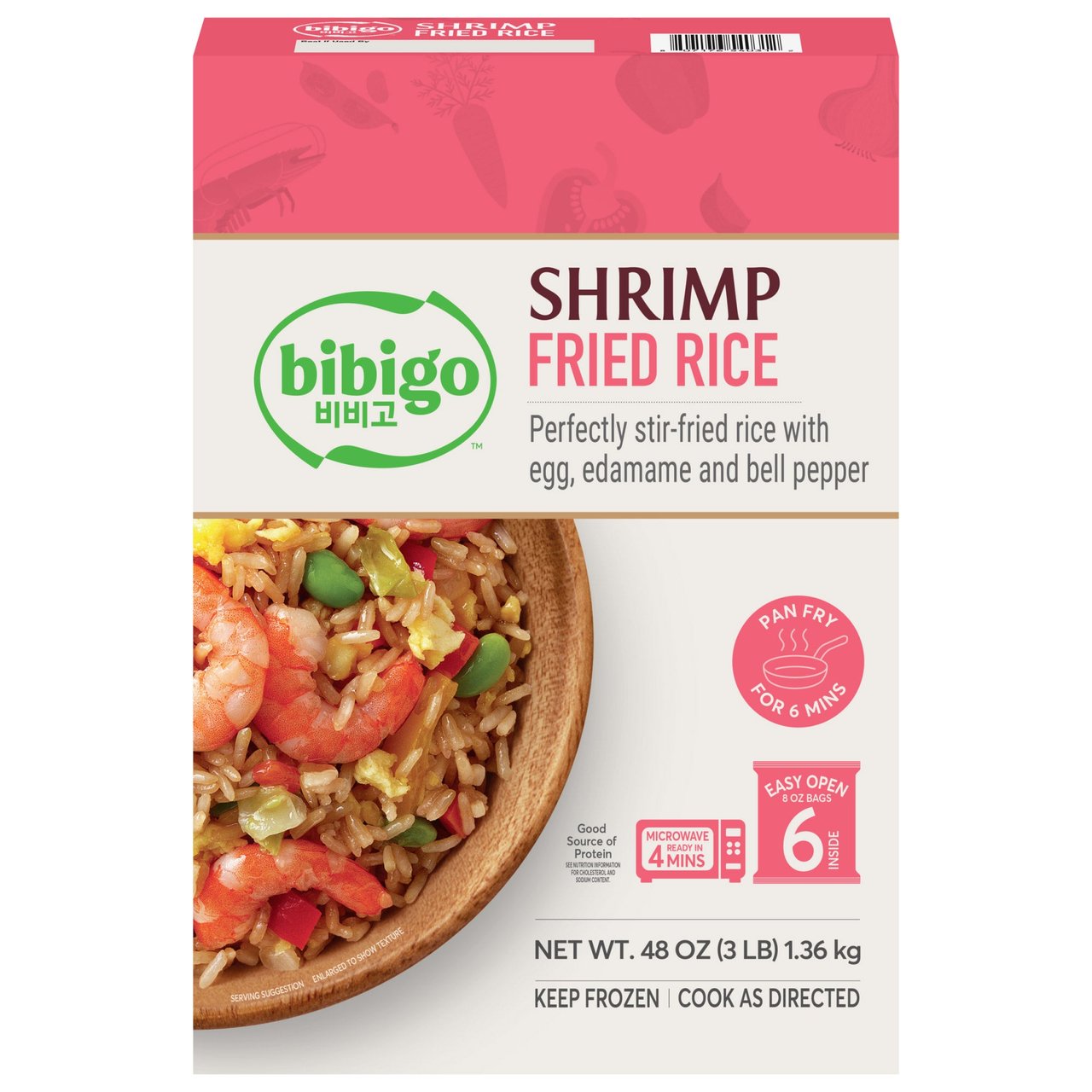 CJ Bibigo Shrimp Fried Rice, 6 Count, 48 Ounces - Image 1