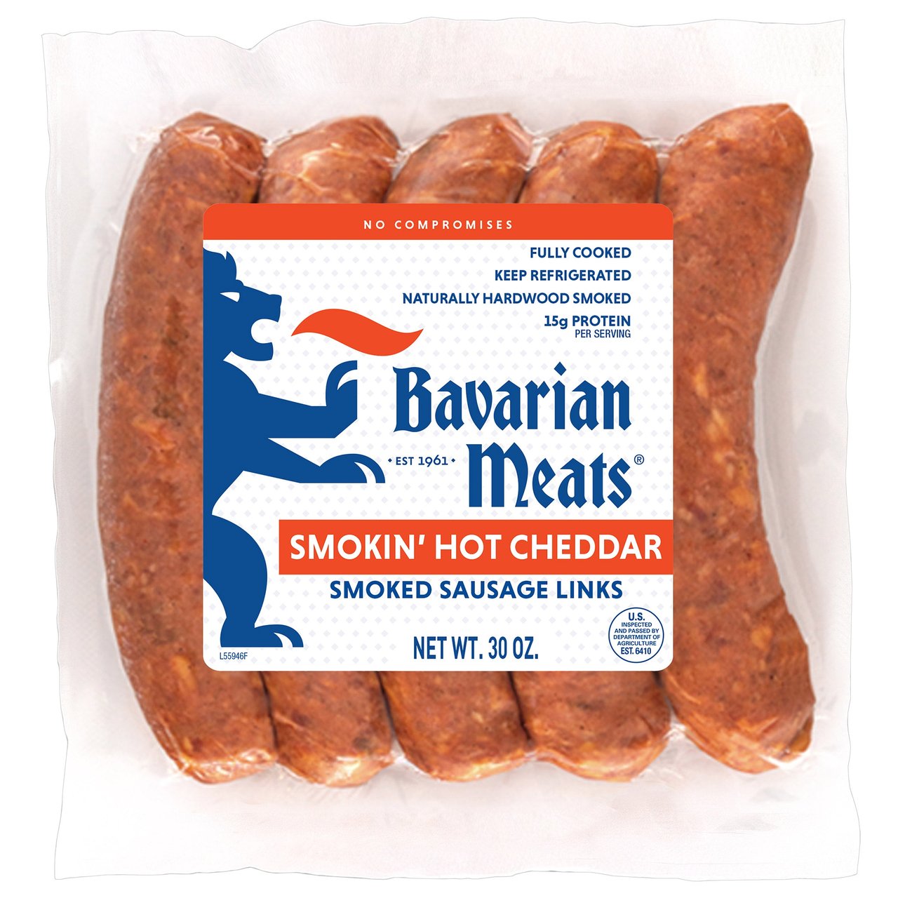 Bavarian Meats Smokin' Hot Cheddar Smoked Sausage Links 30 oz - Image 1