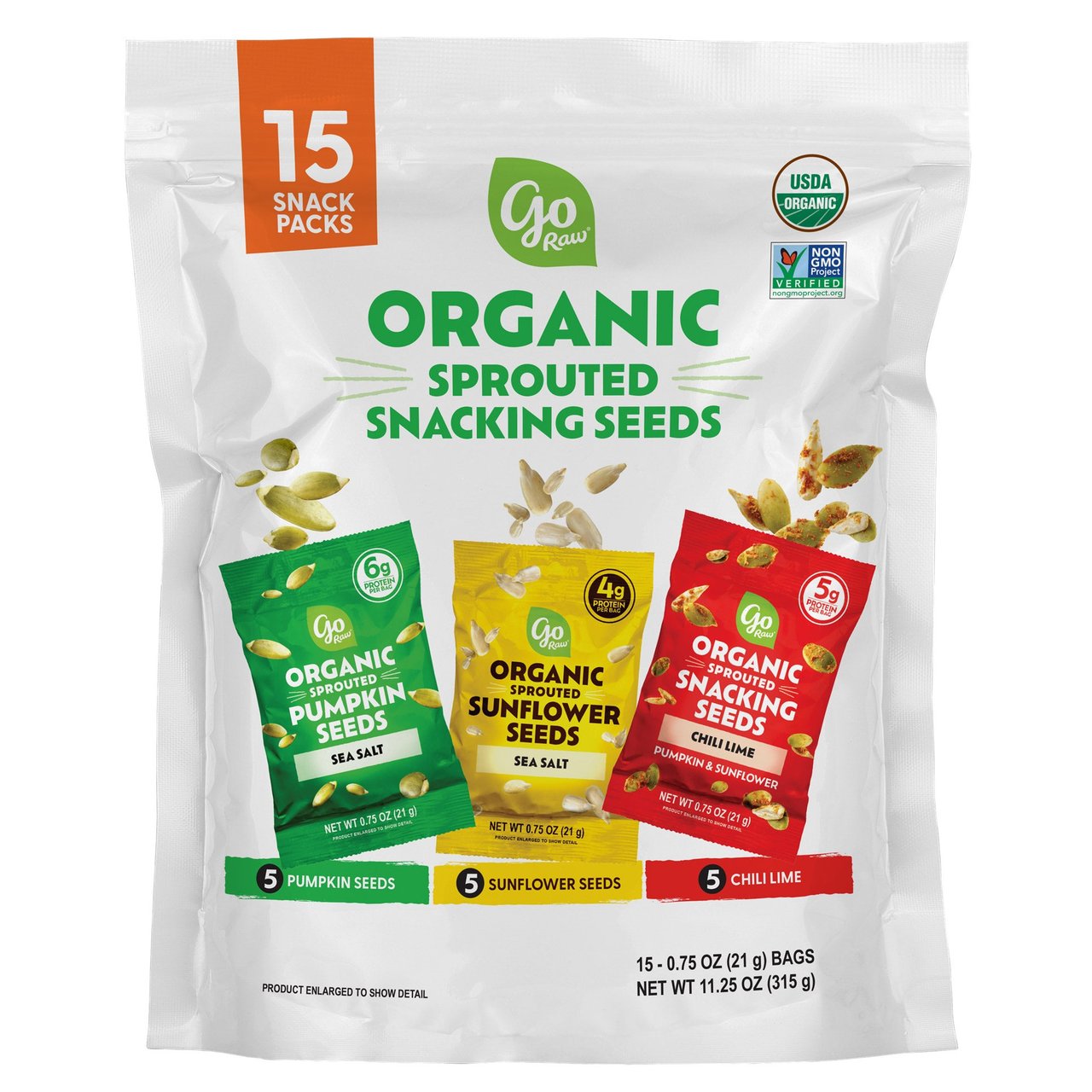 Go Raw Organic Sprouted Snacking Seeds 15 Pack, 11.25 oz - Image 1