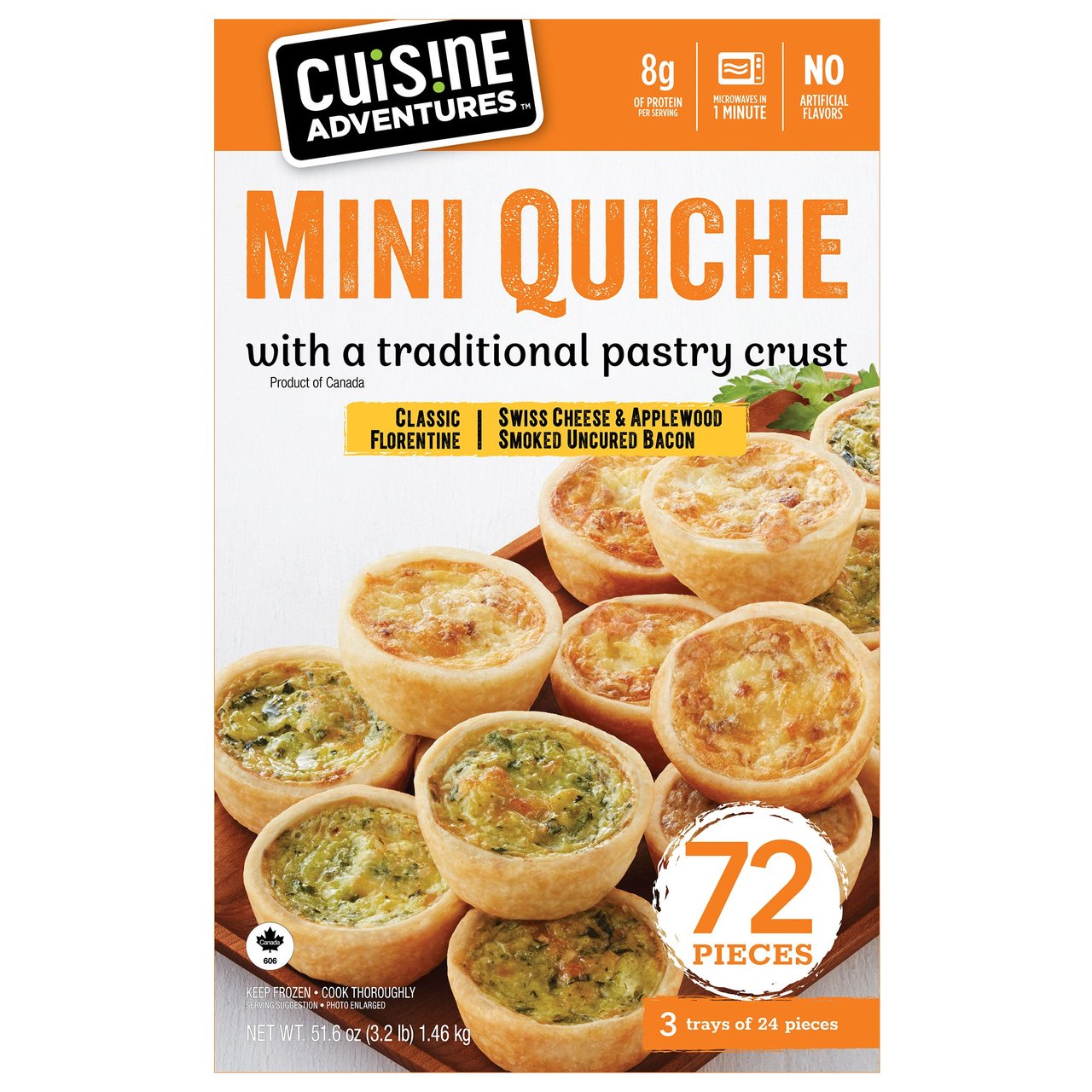 Cuisine Adventures Mini Quiche Variety, 72/0.72 oz - Image 1
