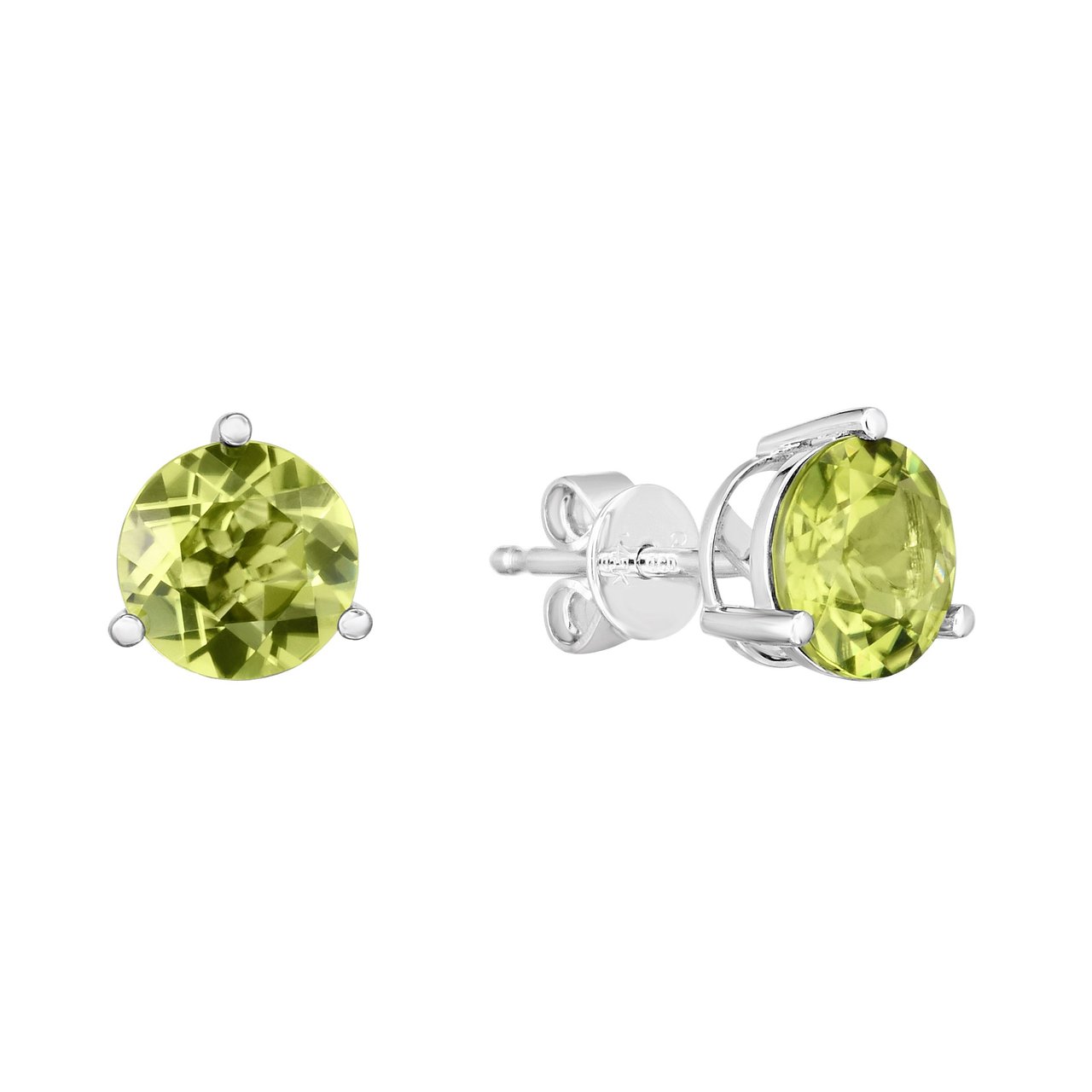 14kt White Gold 7mm Peridot Earrings - Image 1