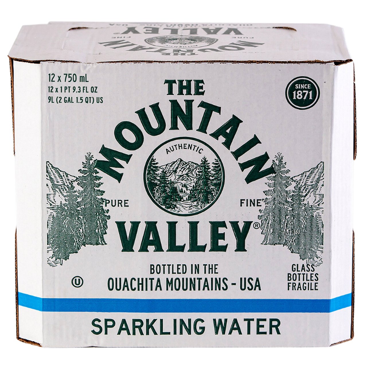 Mountain Valley Spring Water Sparkling Glass Bottles, 12/750 mL - Image 1