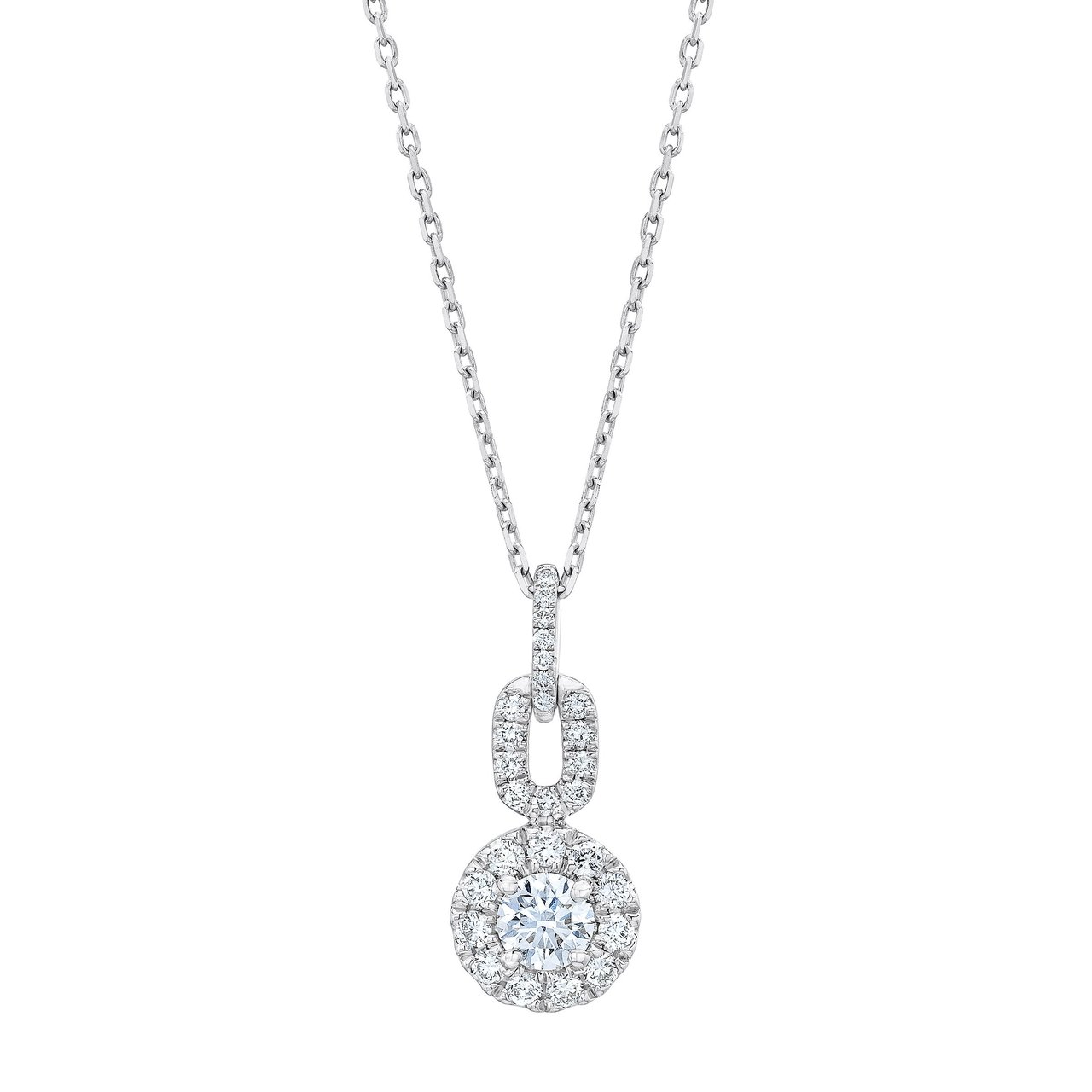 14KT White Gold VS2 I 0.60CTW Round Diamond Pendant 0.30CTR - Image 1