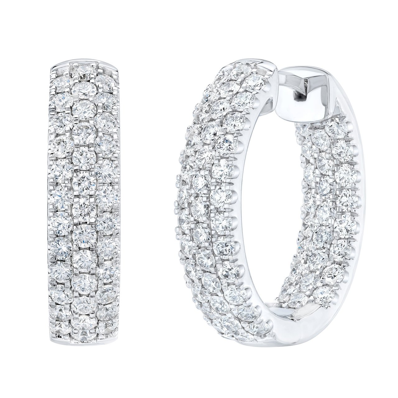 14kt White Gold VS2 I 2.00 ctw Round Brilliant Diamond Hoop Earrings - Image 1