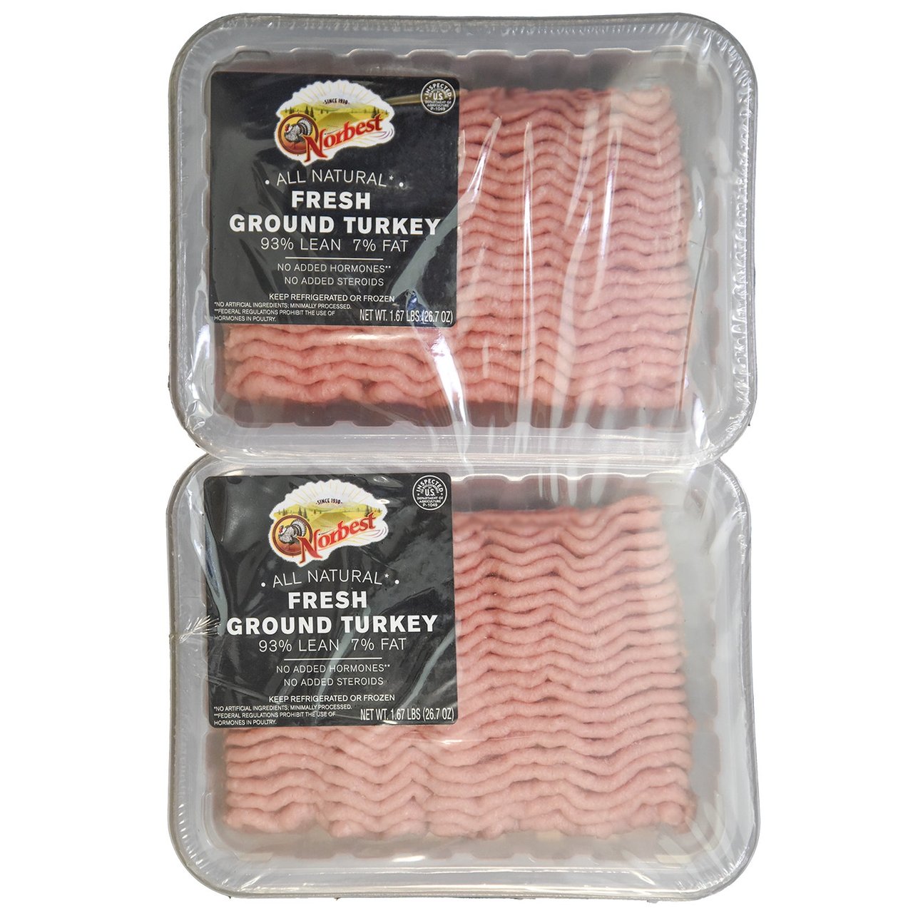 Norbest Fresh Ground Turkey 93% Lean / 7% Fat 4 - 1.7 lb Units