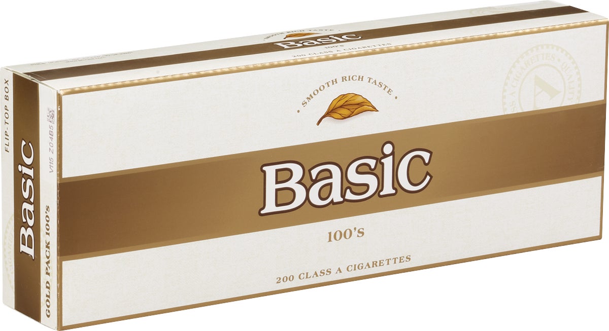 Basic Gold 100s Cigarettes, Flip-Top Box