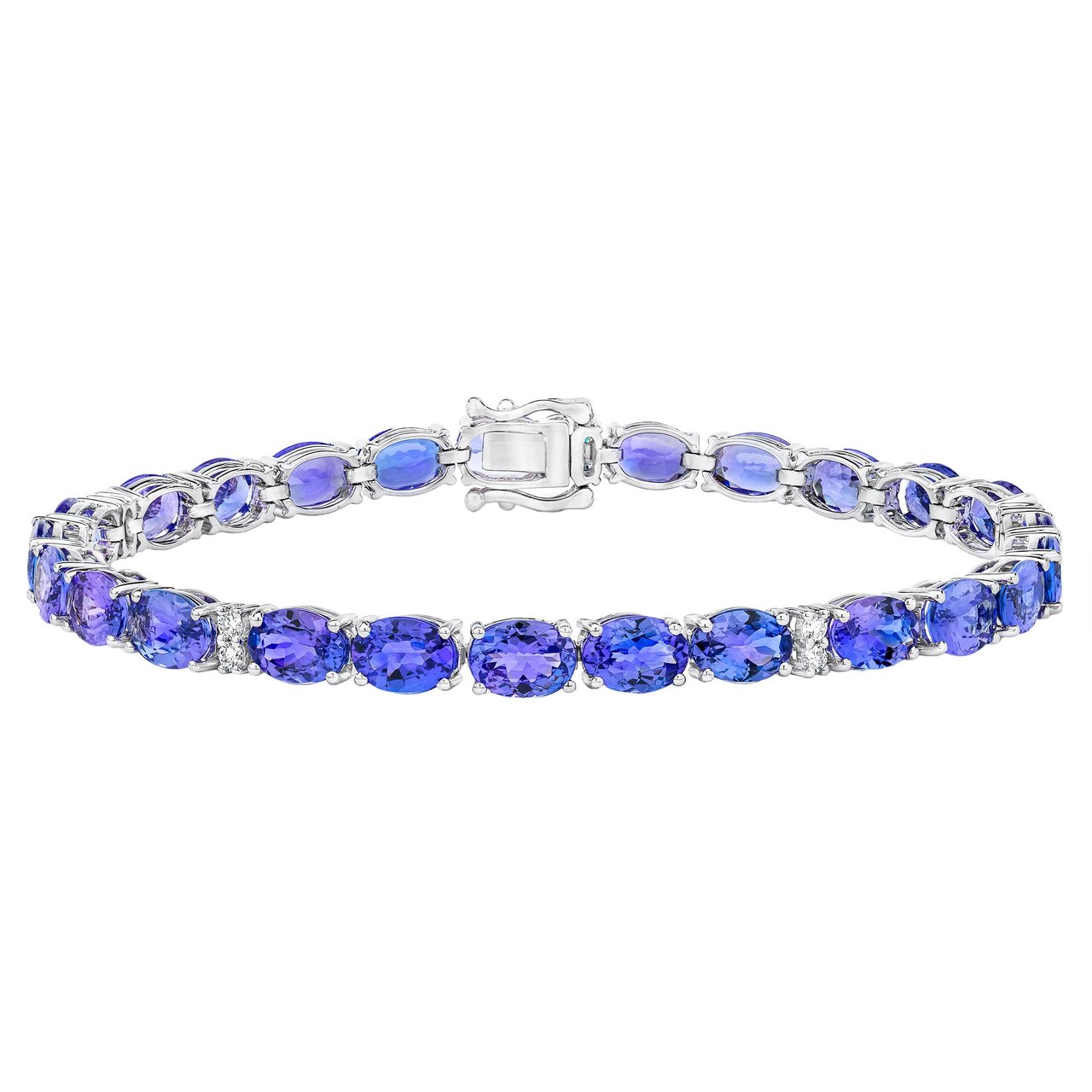 14KT White Gold .24CTW VS2, I Diamond and Tanzanite Bracelet - Image 1