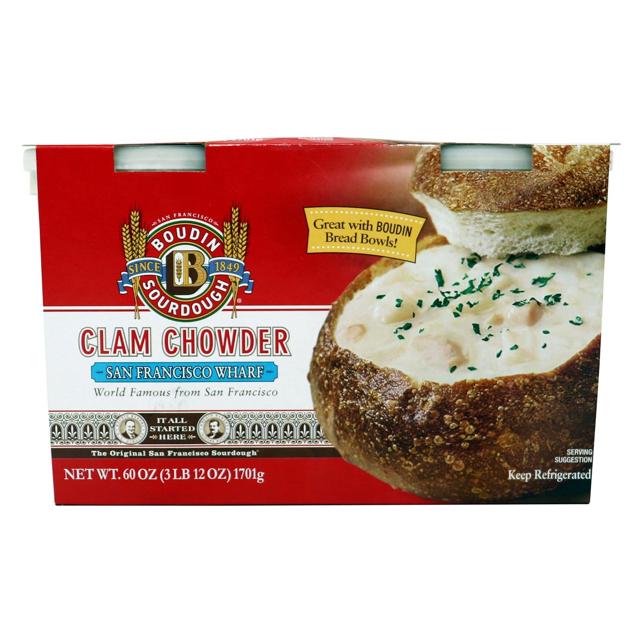 Boudin Clam Chowder 2 Pack 30 Ounces Each