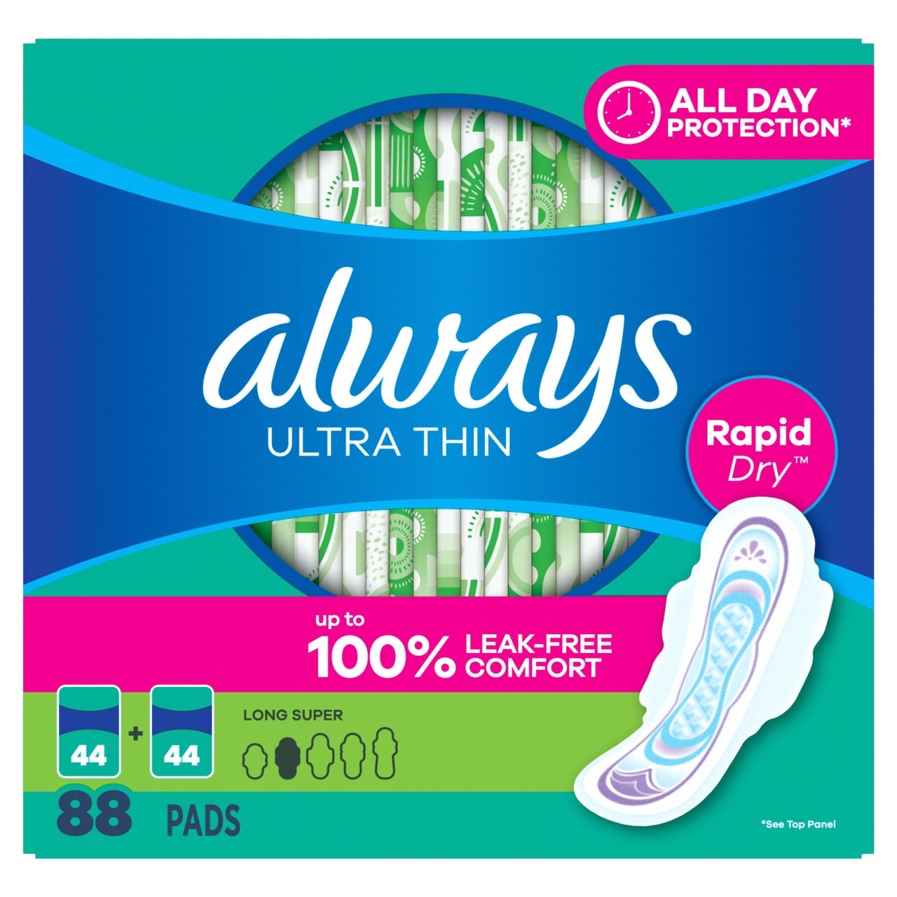 Always Ultra Thin Advanced Long Pads, 88 Count - Image 1