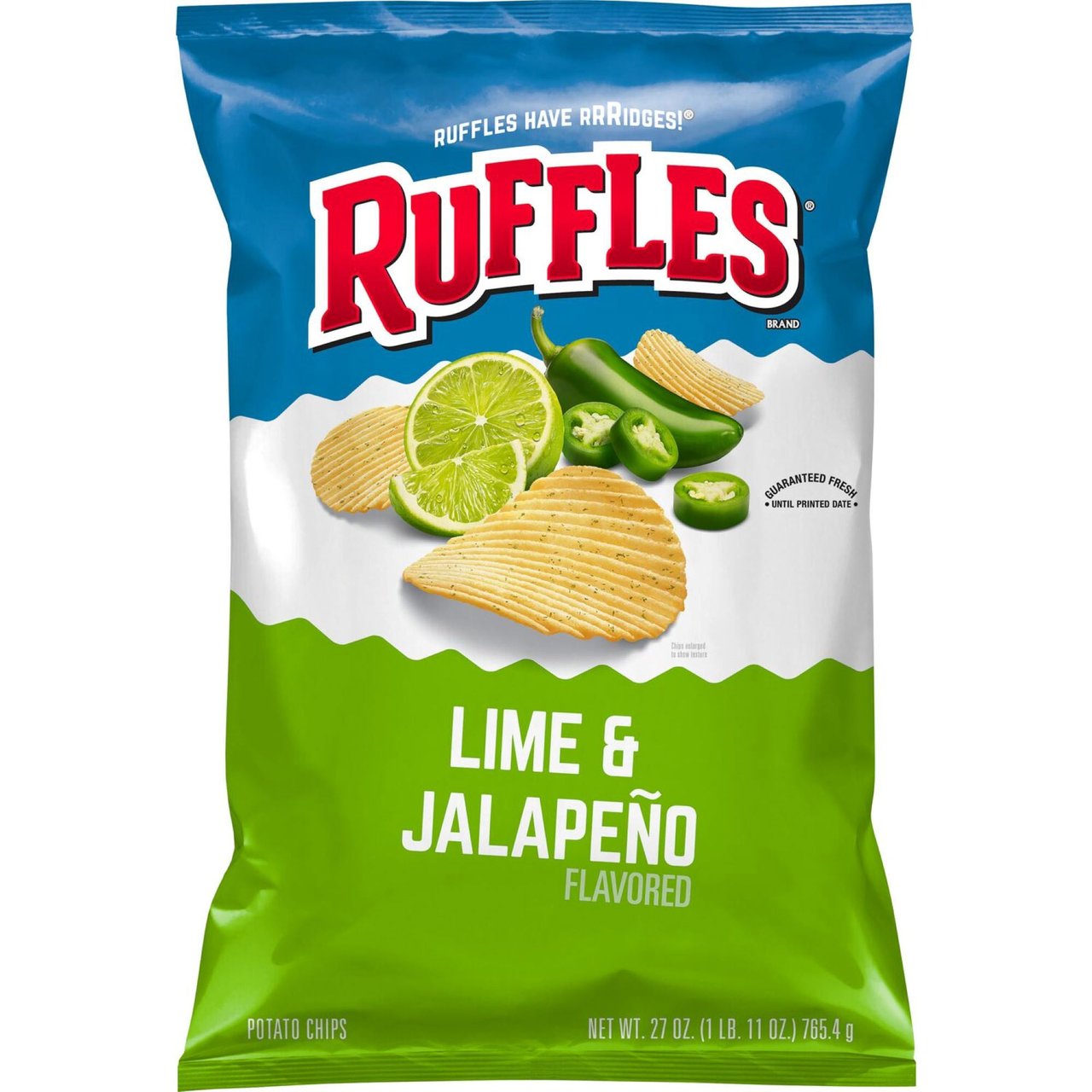 Ruffles Jalapeño & Lime Flavored Potato Chips, 27 oz