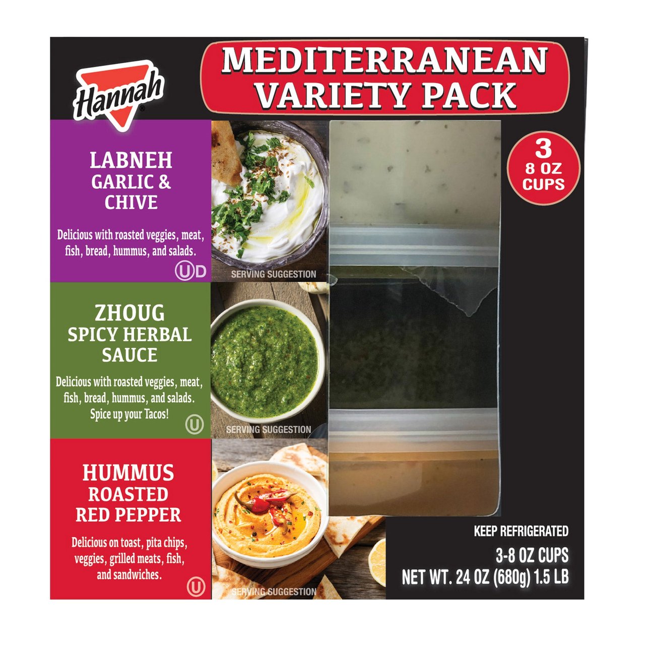 Hannah Mediterranean Variety Pack, 3 x 8 oz (1.5 lbs) - Image 1