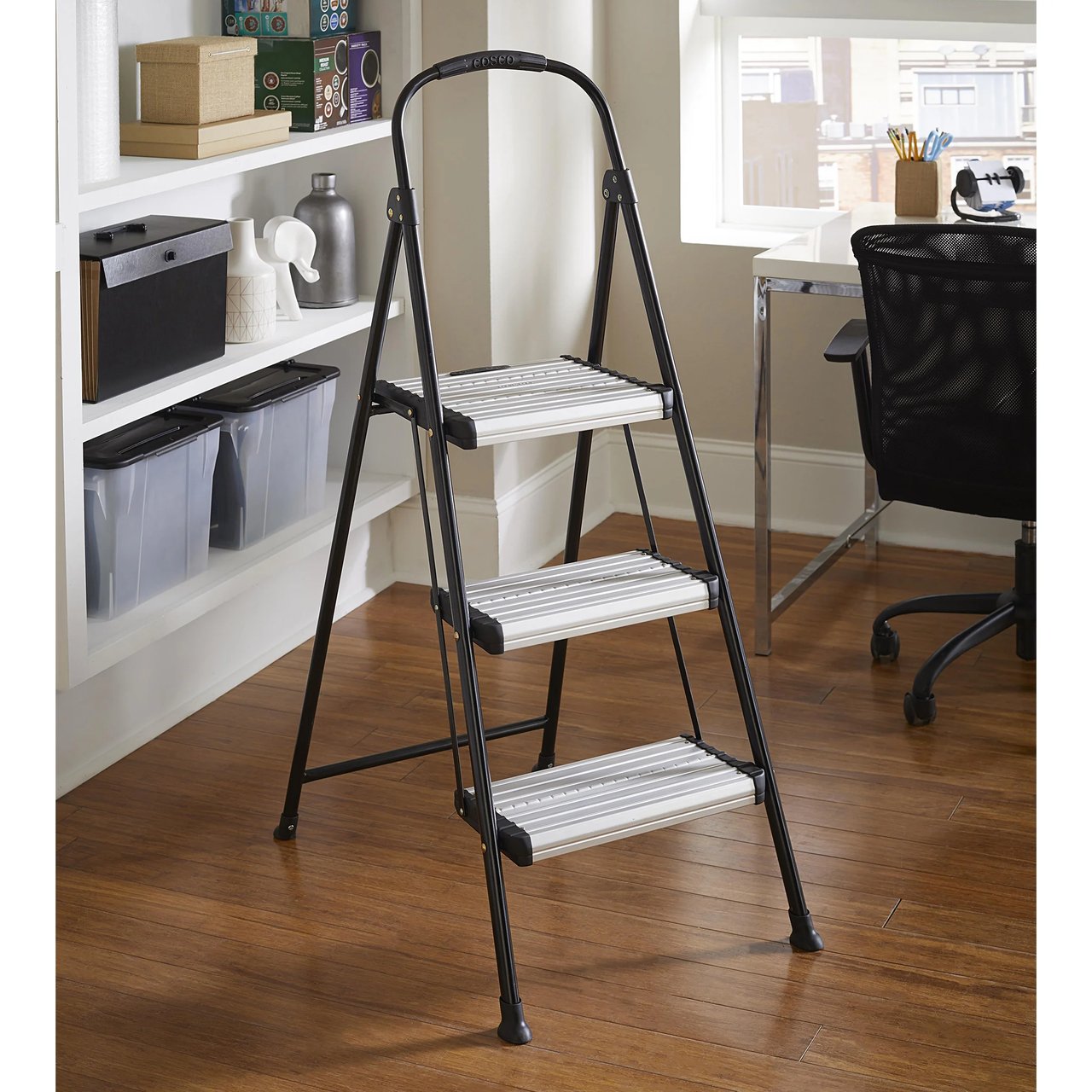 Cosco 3 Wide Step Folding Step Stool 250 lb Load Capacity - Image 1