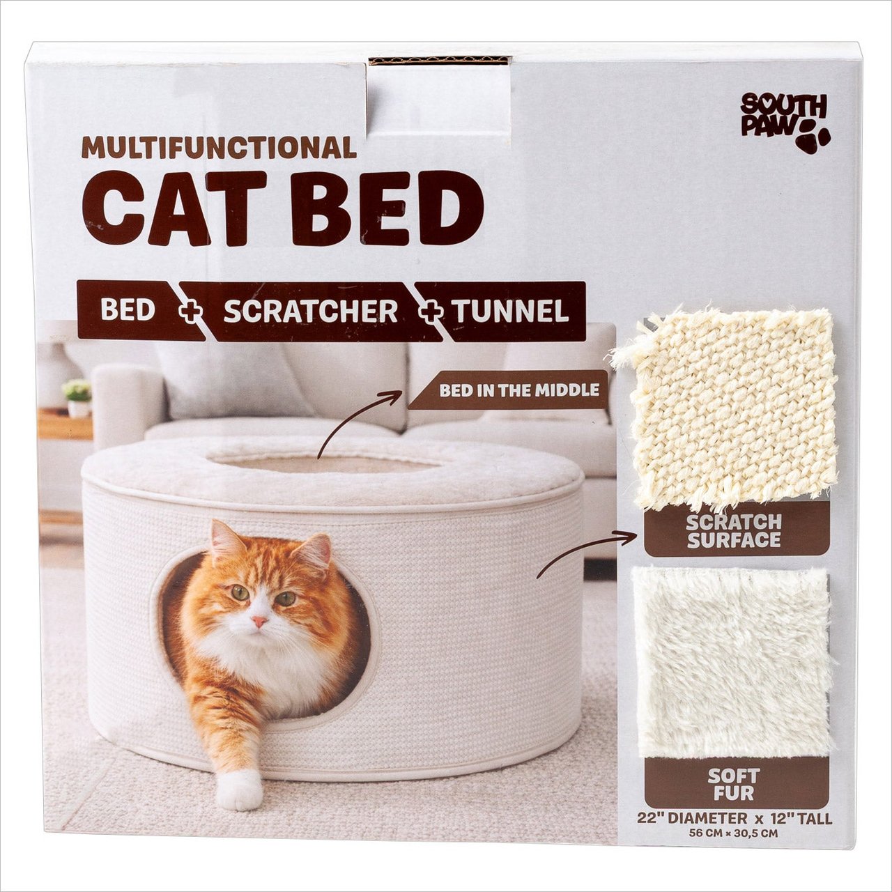 South Paw Multifunctional Cat Bed, Scratcher & Tunnel