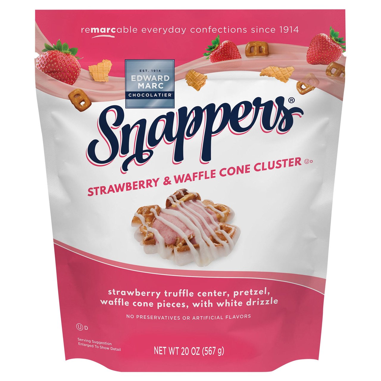 Edward Marc Strawberry Waffle Cone Clusters 20 oz - Image 1