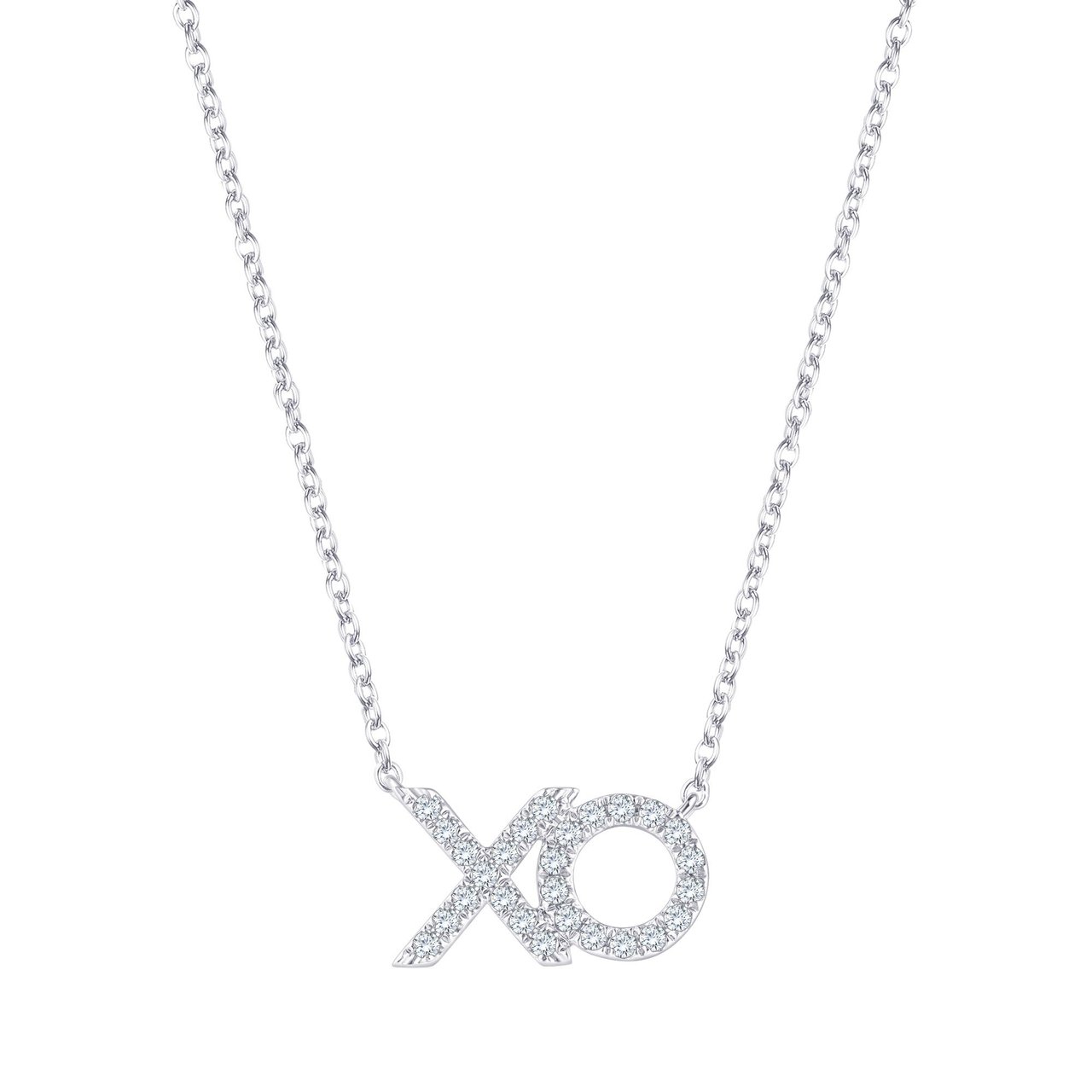 14kt White Gold VS2 I 0.18 ctw Round Diamond XO Necklace (#1746212