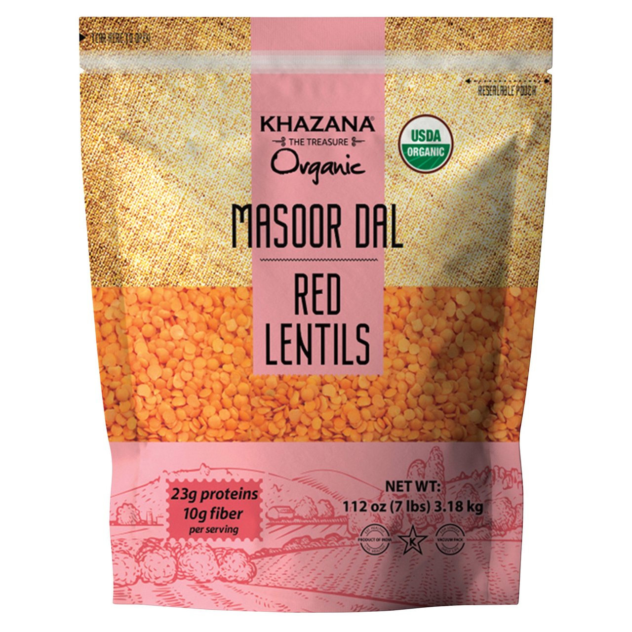 Organic Khazana Masoor Dal 7 Pounds - Image 1