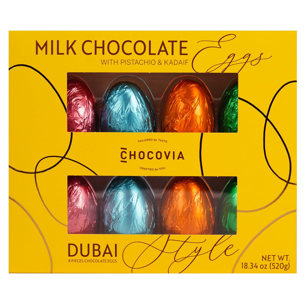 Chocovia Dubai Style Milk Chocolate Eggs, 8 Count, 18.34 Ounces - Image 1