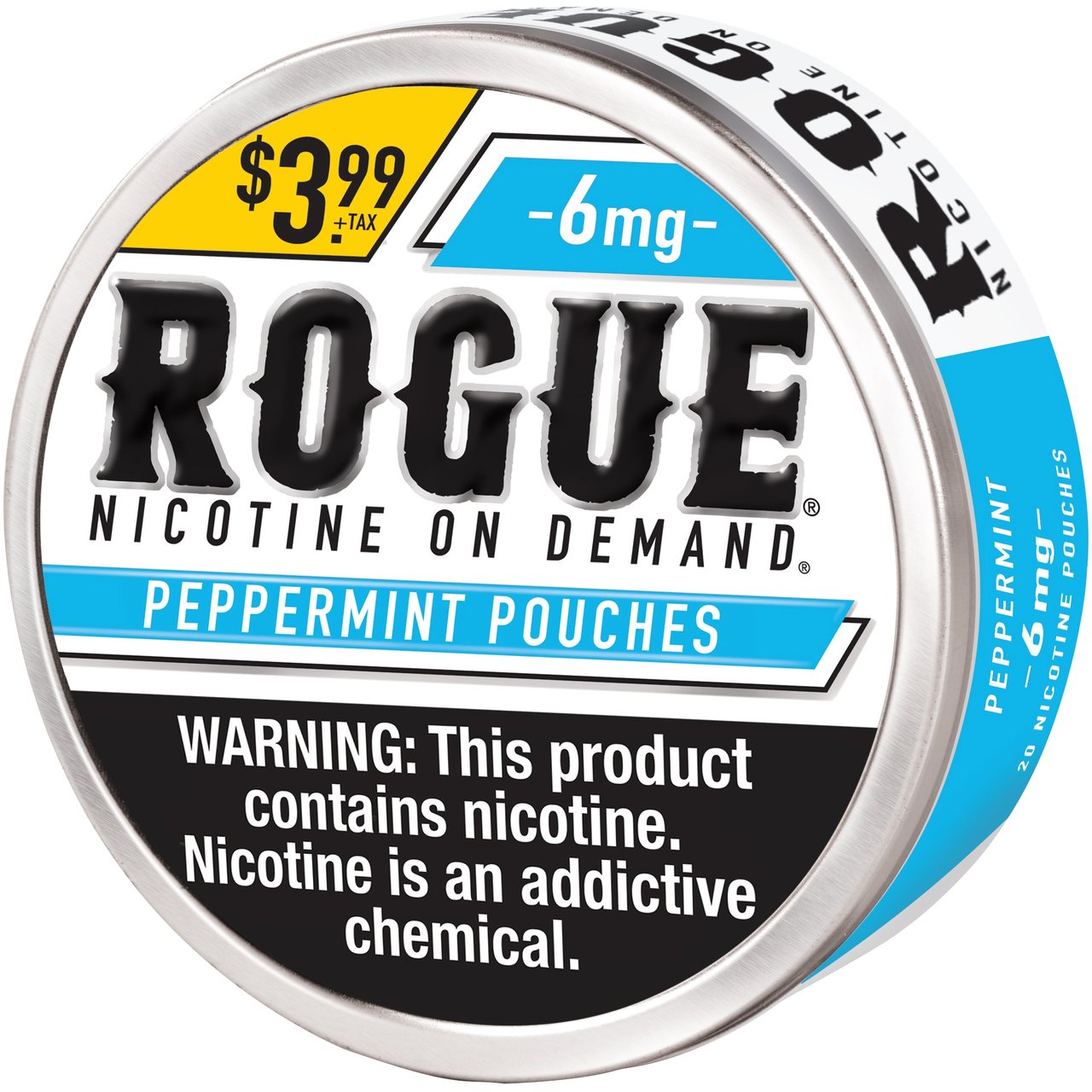 Rogue Peppermint 6mg Nicotine Pouches, 20-Count, 5-Pack - Image 1