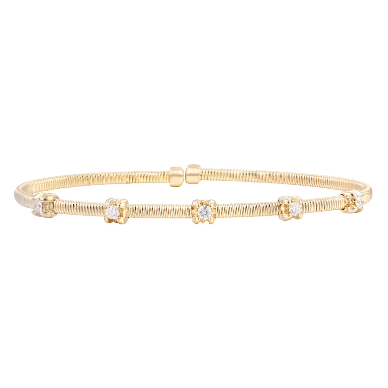14KT Yellow Gold VS2 I 0.36 CTW Round Diamond Cuff Bracelet - Image 1