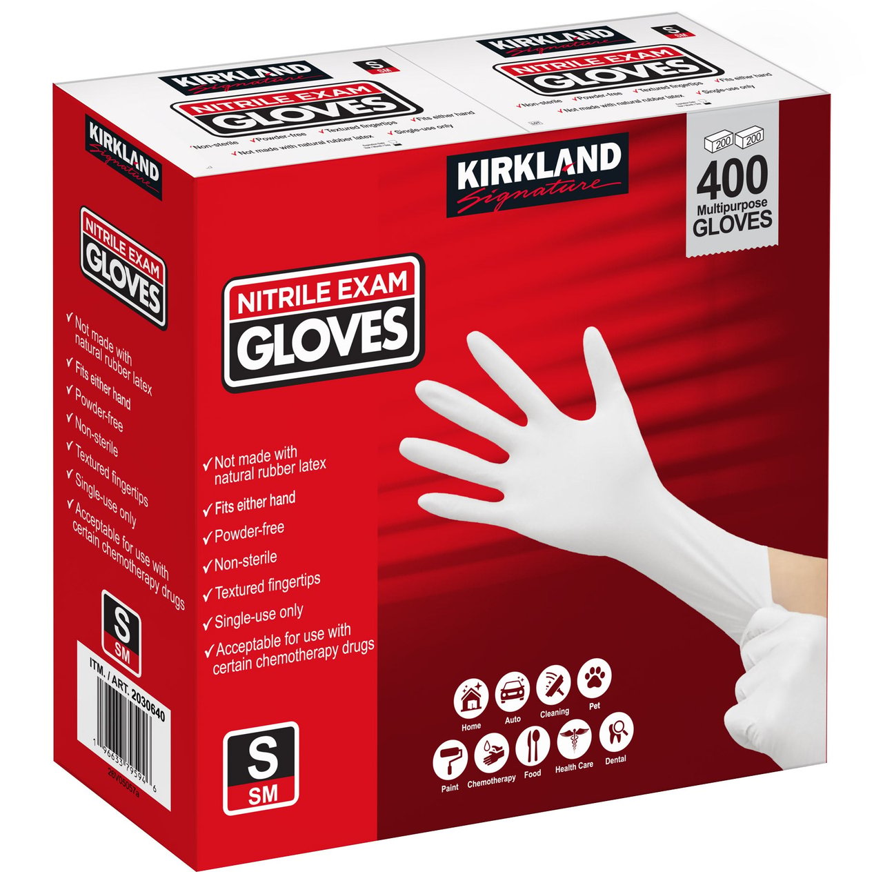 KIRKLAND SIGNATURE NITRILE EXAM GLOVE SMALL 2/200 CT - Image 1