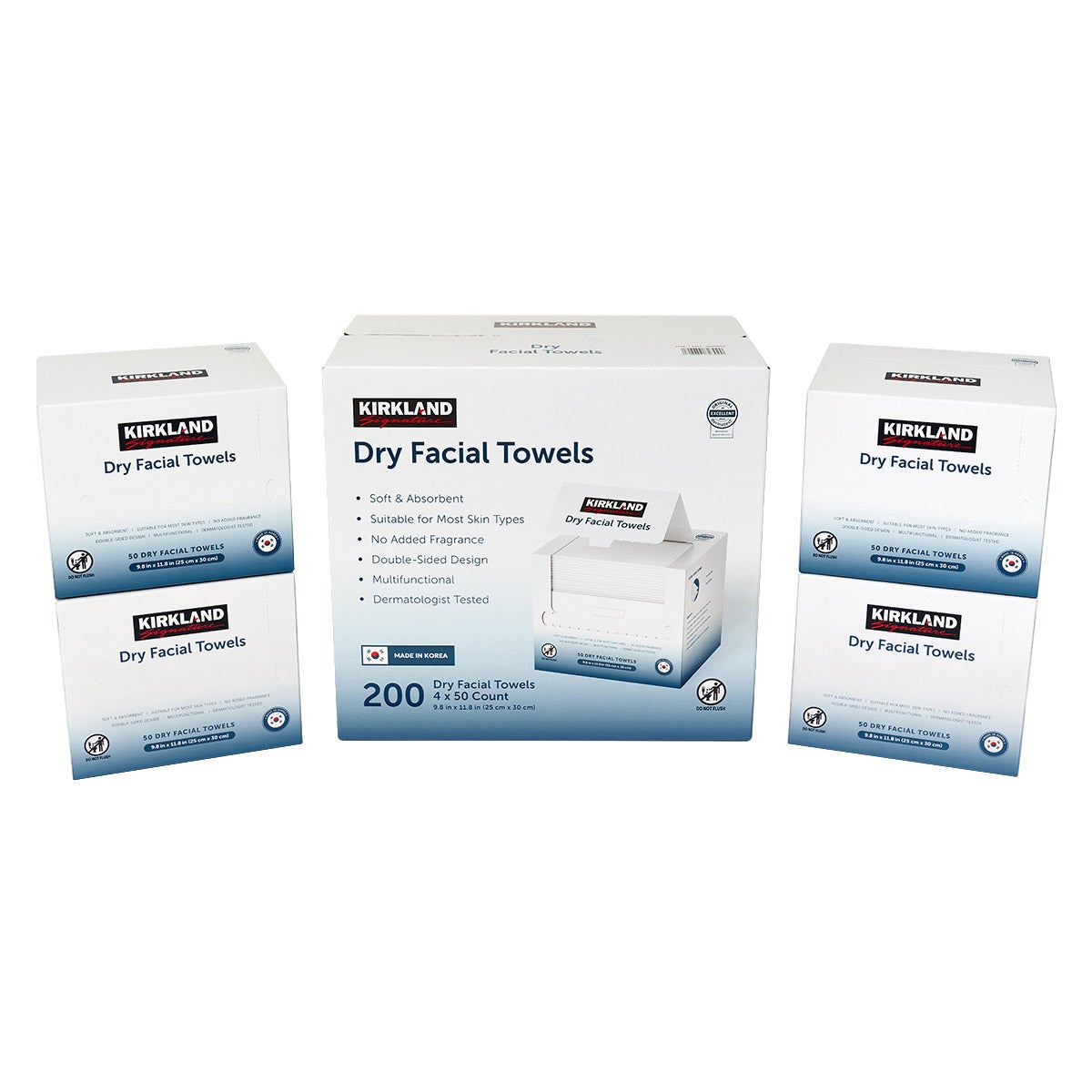 Kirkland Signature Daily Dry Facial Towel 4-Pack 50 CT - Image 1