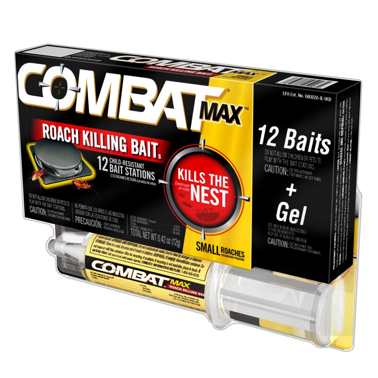 Combat Max 60g Roach Killing Gel & 12-Pack Roach Baits - Image 1
