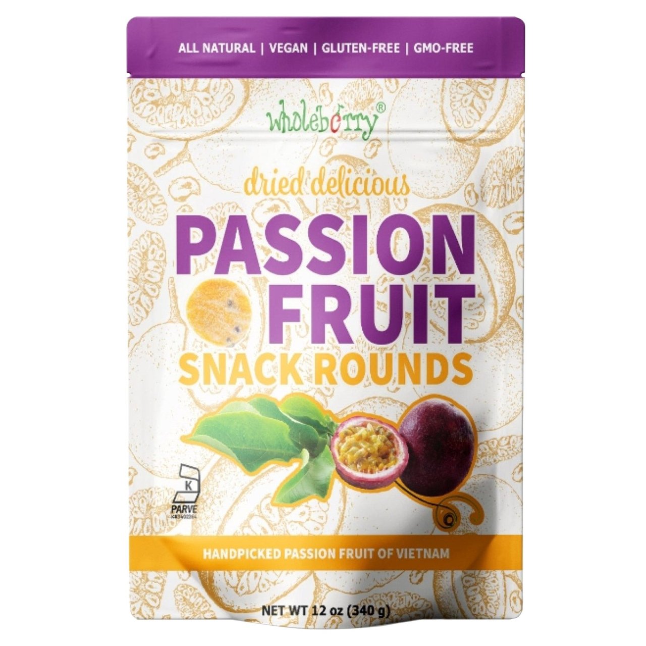 Wholeberry Passion Fruit Snack Rounds, 12 Ounces - Image 1